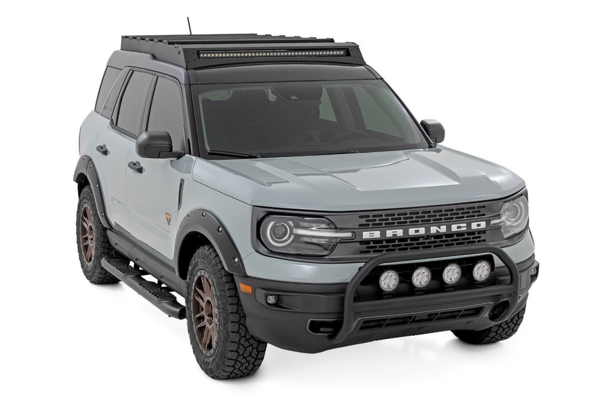 Ford Bronco Sport Nudge Bar - Front - Rough Country - with Tow Hooks - Black - '21-'24